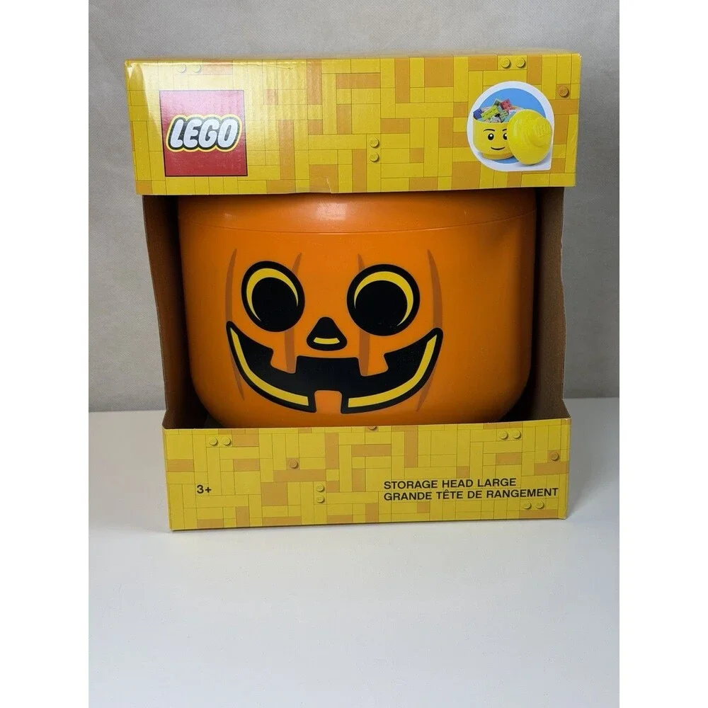LEGO Pumpkin Storage Head Large Orange Jack O Lantern Halloween Container